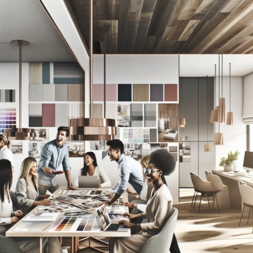 Team van ExclusiveeCenter werkt samen aan materiaalstalen en ontwerpen